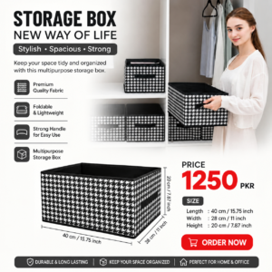 Pack of 4 Foldable Storage Box with Handles for Clothes, Toys & Accessories
