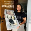 Pack of 2  Foldable Transparent Storage Box for Shoes, Toys, Clothes, Books With Metal Rods