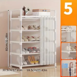 Multi-Layer Shoe Rack with Door Curtain (5 Layer)