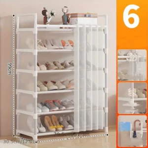 Multi-Layer Shoe Rack with Door Curtain (6 Layer)