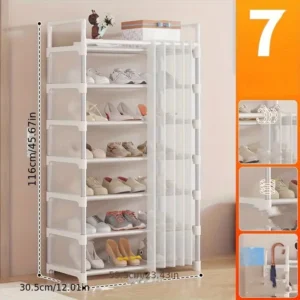 Multi-Layer Shoe Rack with Door Curtain (7 Layer)