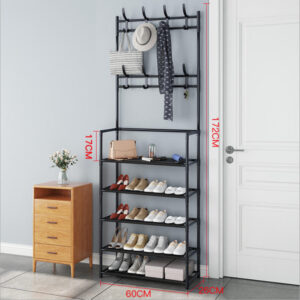 High Quality Attachable Corner Coat Hanger With 5 layer Shoes Rack