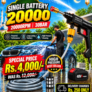 Single Battery  Cordless High Pressure Washer Gun  For Car, Solar Home Cleaning With Box (5-Cell Single)