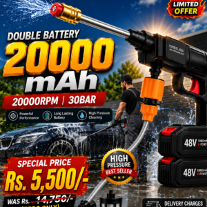 Double Battery Cordless High Pressure Washer Gun For Car, Solar Home Cleaning With Box