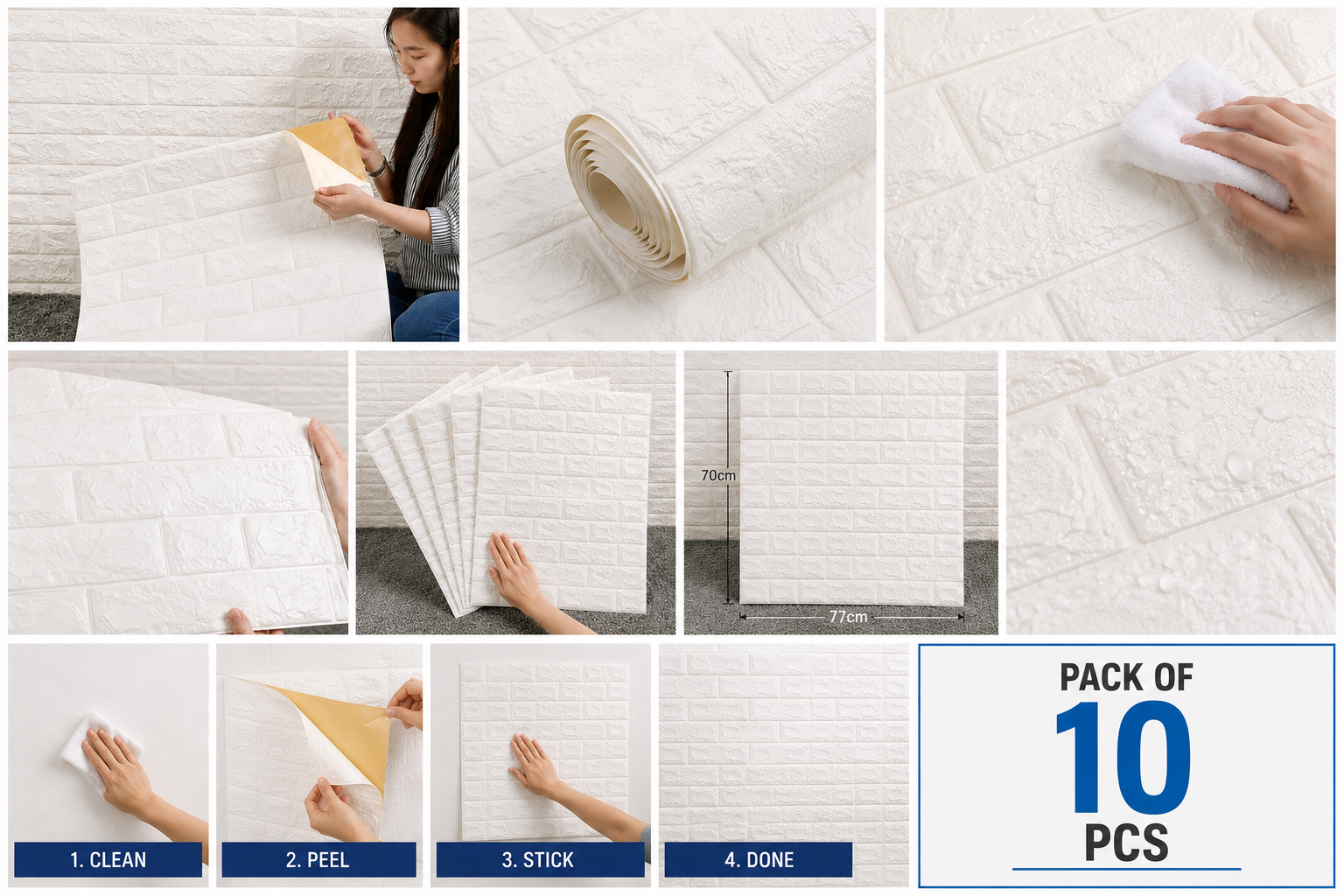 High Quality Bricks Wallpaper  (Pack of 10)